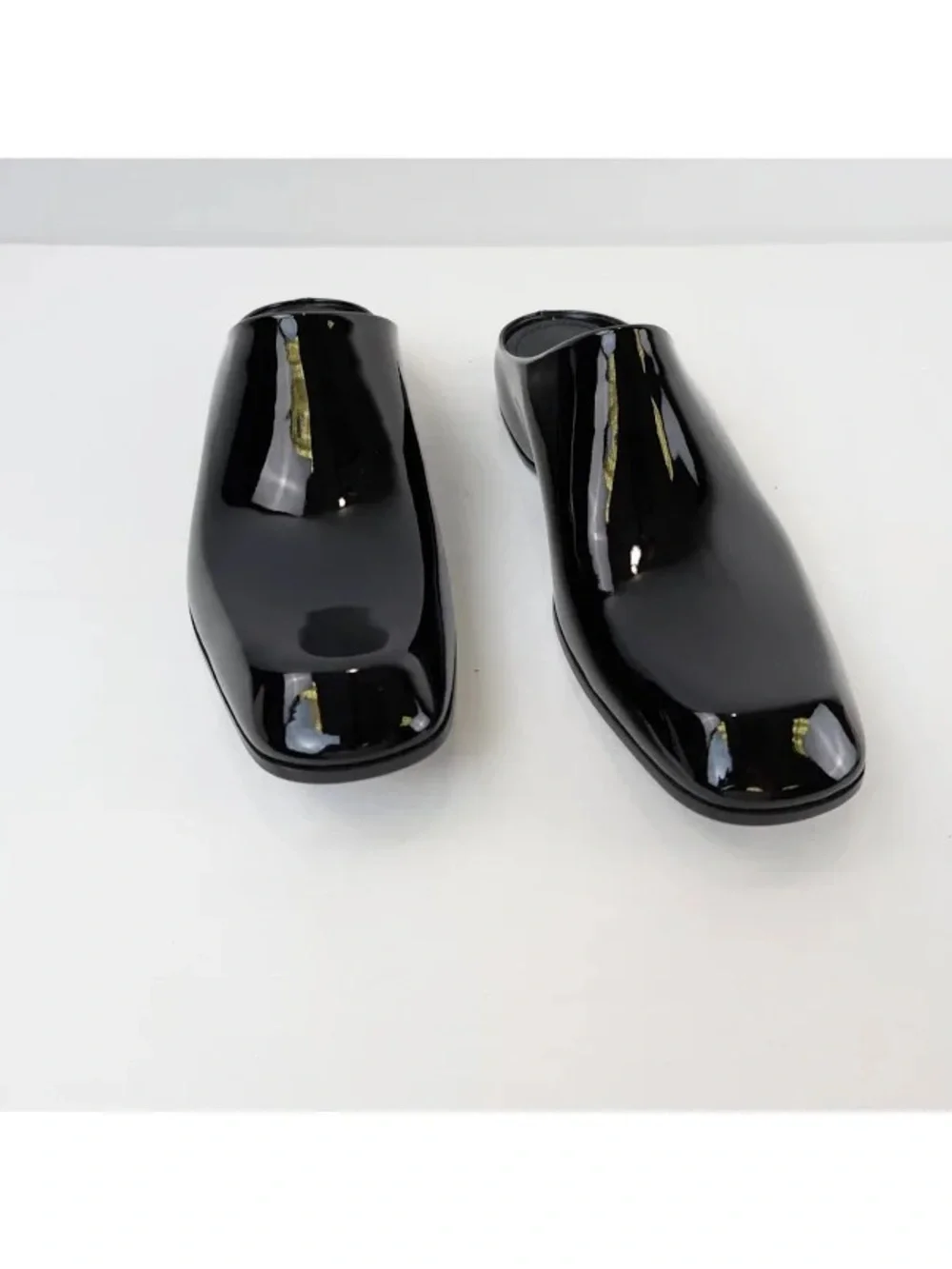 Yves Saint Laurent Men's Black Patent Slip-On Mules